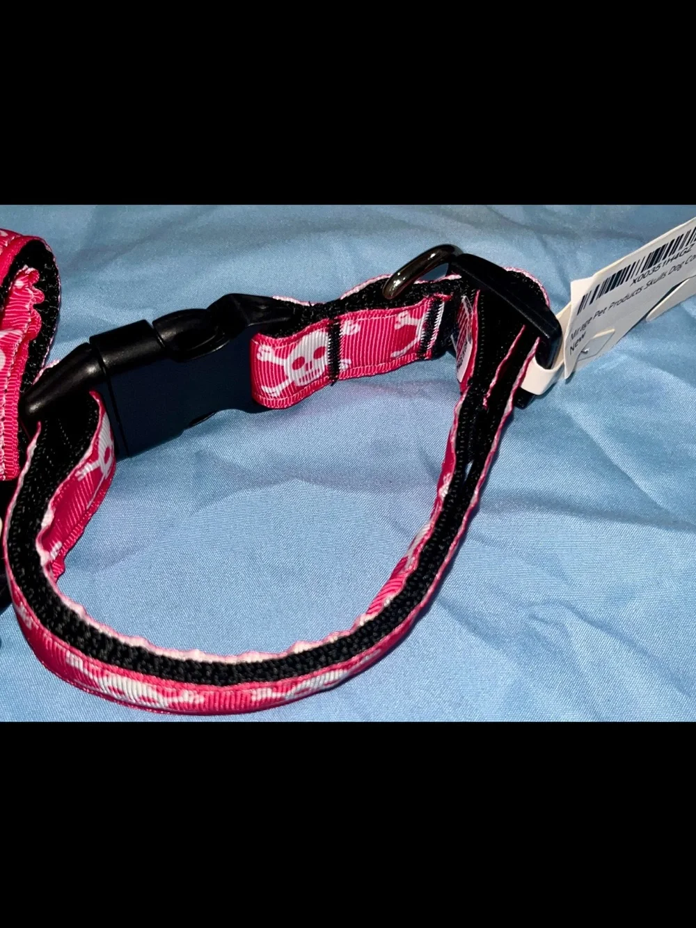 Mirage Pink Skull & Crossbones Adjustable Medium Pet Collar